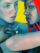 Close-up view of the painting Stronger Together by New Orleans artist Emily Lovejoy