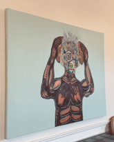 Side view of the painting Reveal by Brian Smyre hanging on a wall in a New Orleans home