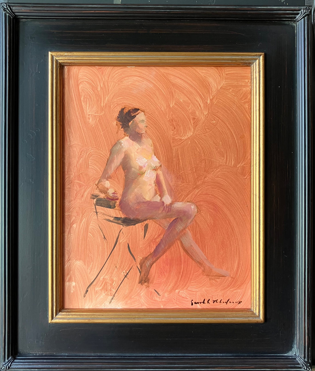 Seated Nude on Black Chair