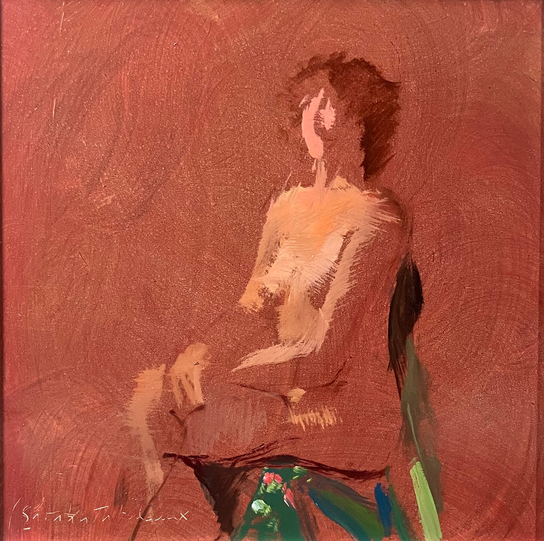 Seated Nude on Green Kimono